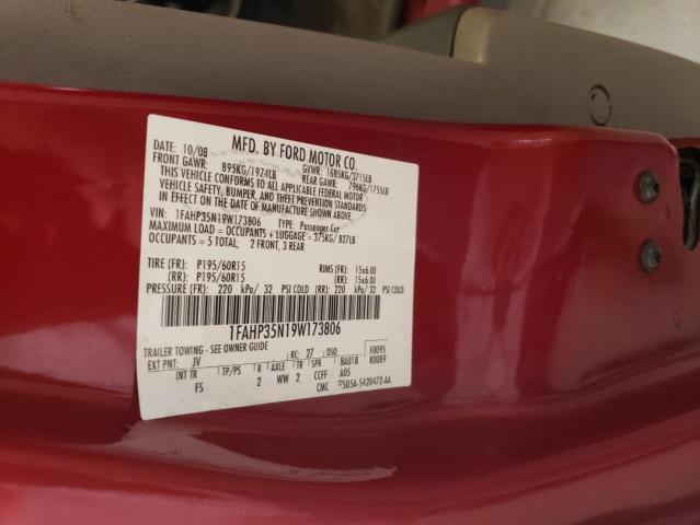 1FAHP35N19W173806 - 2009 FORD FOCUS SE RED photo 12