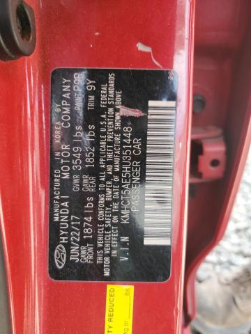 KMHCT5AE5HU351448 - 2017 HYUNDAI ACCENT SE Қызыл фото 13