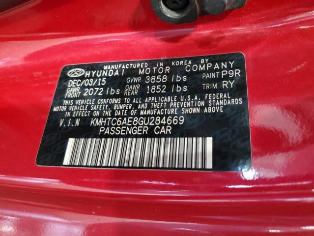 KMHTC6AE8GU284669 - 2016 HYUNDAI VELOSTER TURBO წითელი ფოტო 12