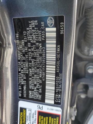 4T4BF1FK7DR296043 - 2013 TOYOTA CAMRY L GRAY photo 12