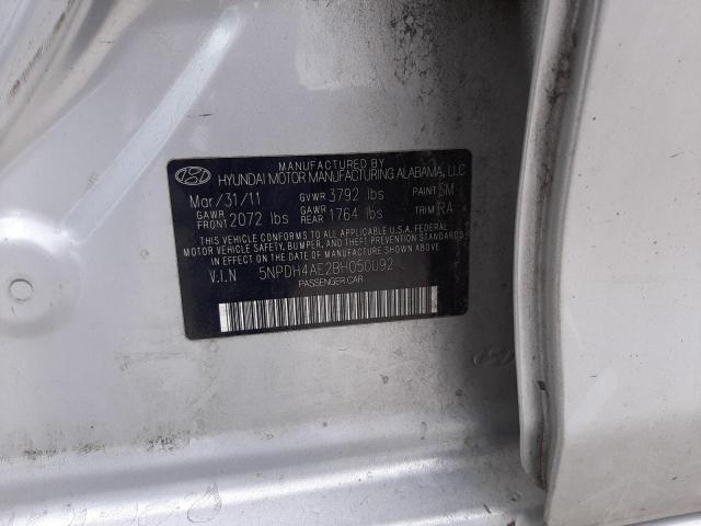 5NPDH4AE2BH050092 - 2011 HYUNDAI ELANTRA GLS SILVER photo 12