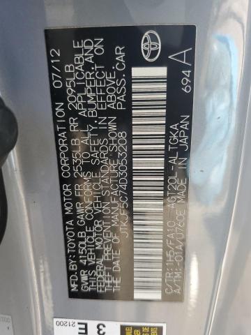 JTKJF5C74D3053208 - 2013 TOYOTA SCION TC ნაცრისფერი ფოტო 12