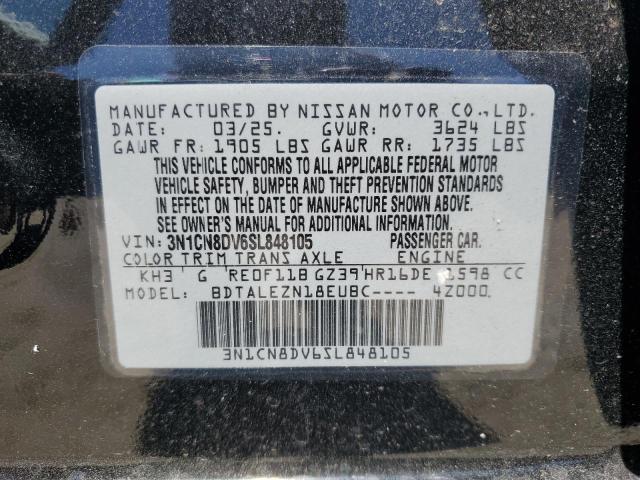 3N1CN8DV6SL848105 - 2025 NISSAN VERSA S BLACK photo 12