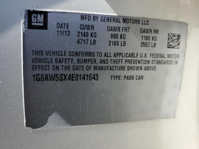 1G6AW5SX4E0141643 - 2014 CADILLAC CTS WHITE photo 12