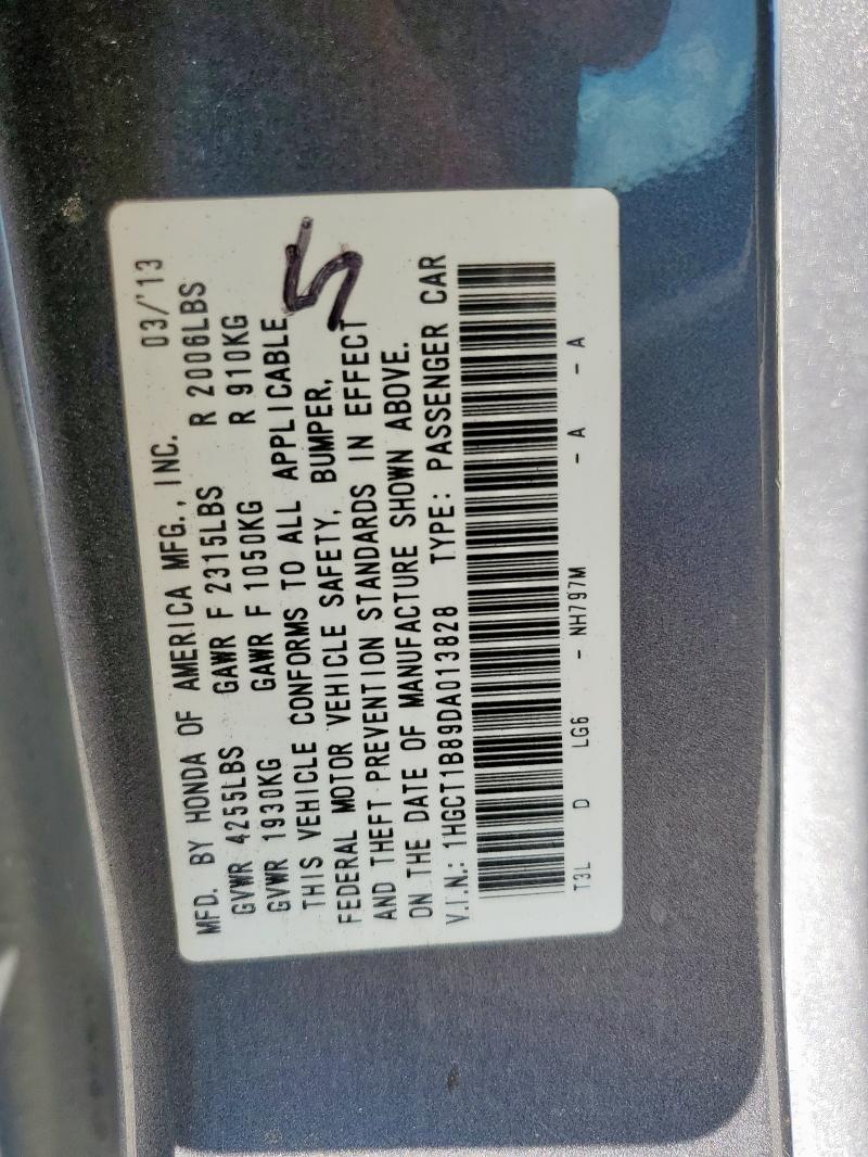 1HGCT1B89DA013828 - 2013 HONDA ACCORD EXL CHARCOAL photo 12