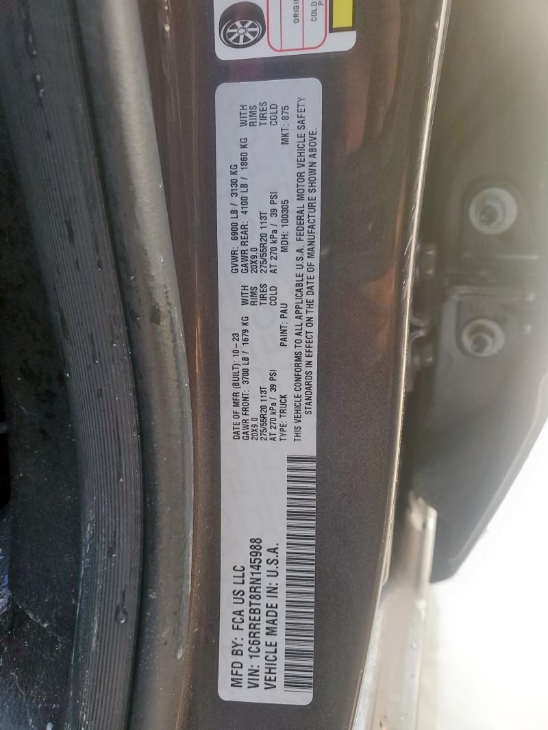 1C6RREBT8RN145988 - 2024 RAM 1500 BIG HORN/LONE STAR CHARCOAL photo 13