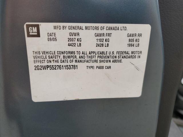 2G2WP552761153781 - 2006 PONTIAC GRAND PRIX TEAL photo 12