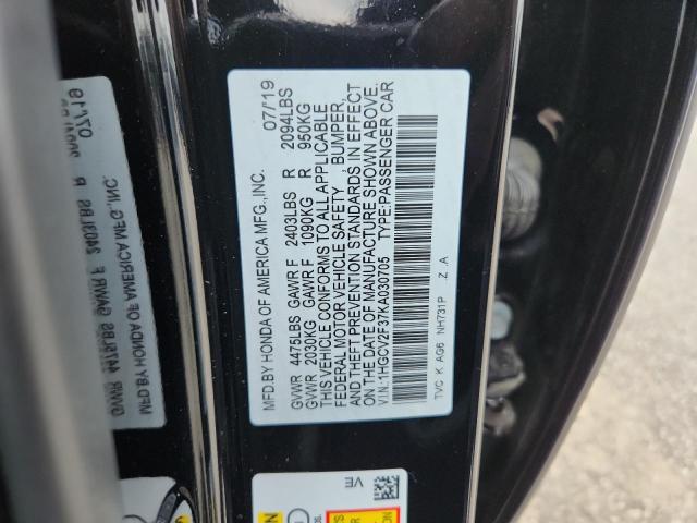 1HGCV2F37KA030705 - 2019 HONDA ACCORD SPORT 黑色 照片 12