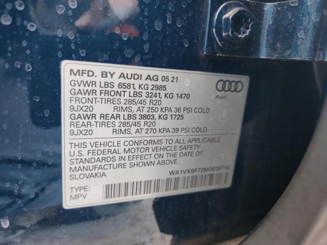 WA1VXBF72MD039716 - 2021 AUDI Q7 PRESTIGE TEAL photo 13