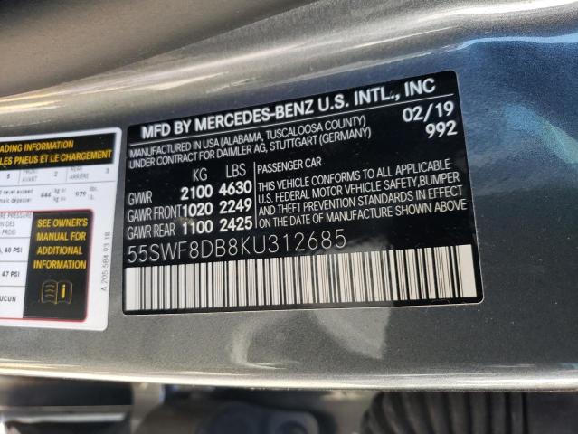 55SWF8DB8KU312685 - 2019 MERCEDES-BENZ C 300 GRAY photo 13