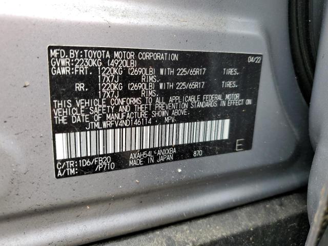 JTMLWRFV4ND146114 - 2022 TOYOTA RAV4 LE SILVER photo 12