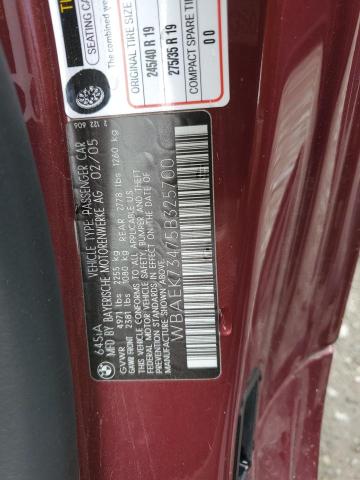 WBAEK73475B325700 - 2005 BMW 645 CI AUTOMATIC BURGUNDY photo 13
