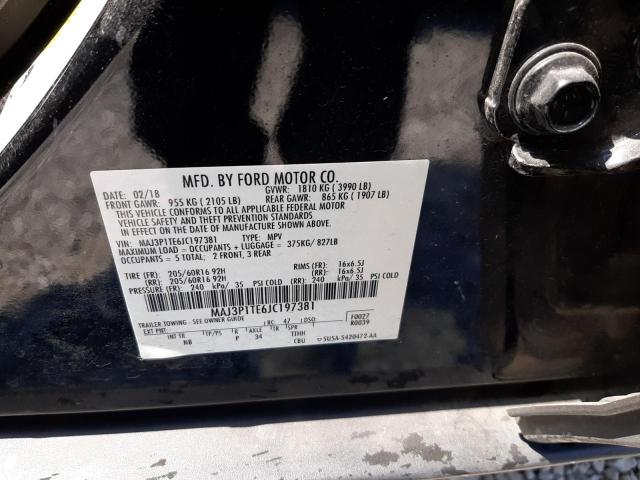 MAJ3P1TE6JC197381 - 2018 FORD ECOSPORT SE შავი ფოტო 13