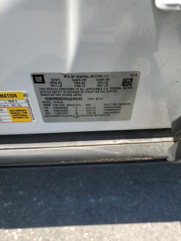 1GNKRGKDXHJ245540 - 2017 CHEVROLET TRAVERSE LT WHITE photo 13