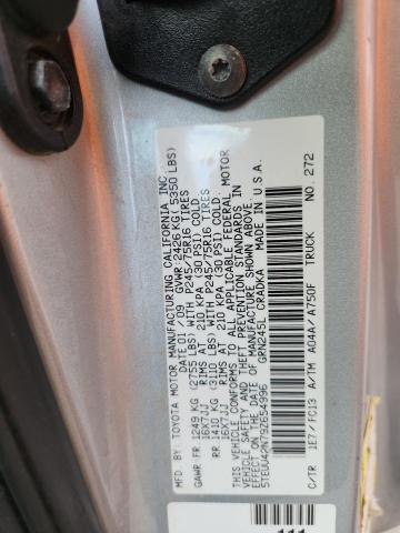 5TEUU42N79Z654996 - 2009 TOYOTA TACOMA ACCESS CAB Gümüş fotoğraf 12