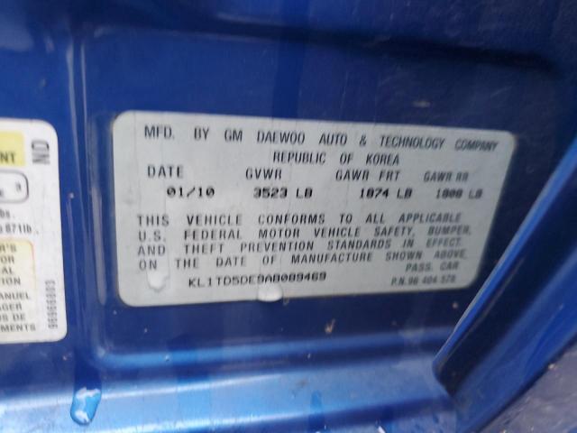 KL1TD5DE9AB089469 - 2010 CHEVROLET AVEO LS 蓝色 照片 12