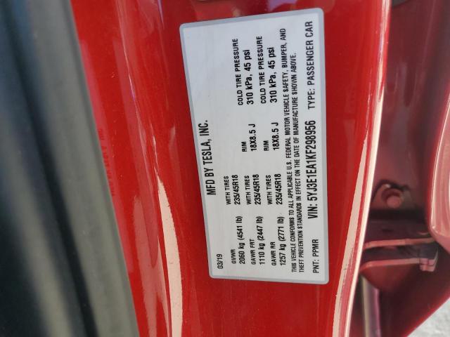 5YJ3E1EA1KF298956 - 2019 TESLA MODEL 3 Qırmızı foto 13