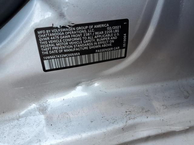 1VWMA7A32MC005959 - 2021 VOLKSWAGEN PASSAT R-LINE Argent photo 12