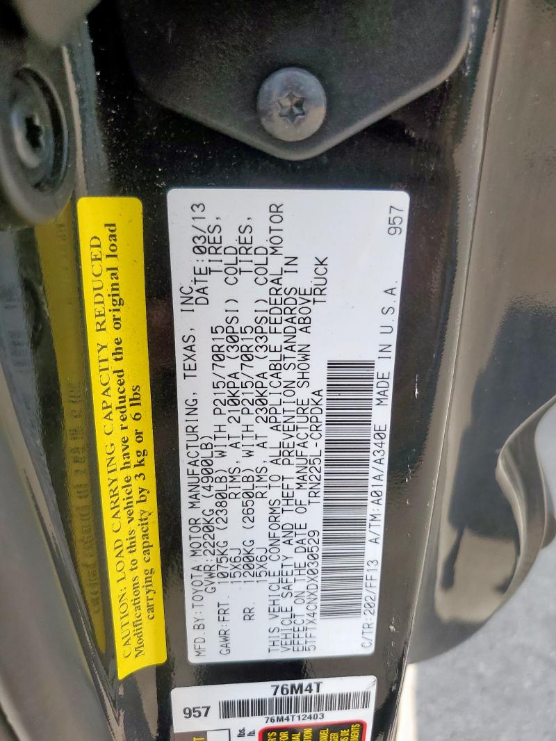 5TFTX4CNXDX030529 - 2013 TOYOTA TACOMA ACCESS CAB Negro foto 12