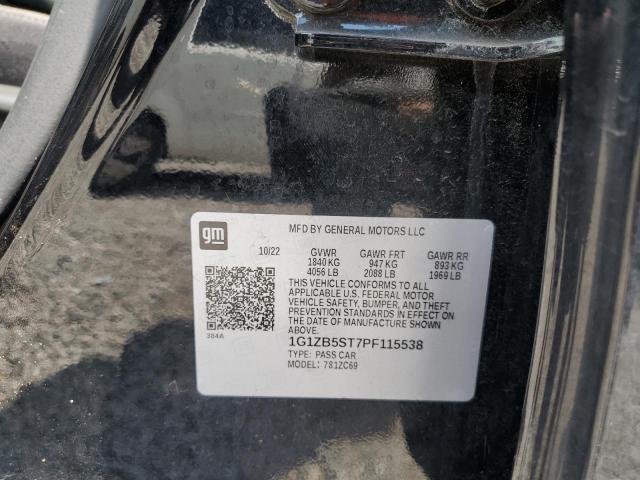 1G1ZB5ST7PF115538 - 2023 CHEVROLET MALIBU LS შავი ფოტო 12