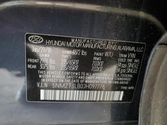 5NMZT3LB0JH097778 - 2018 HYUNDAI SANTA FE S BLUE photo 13