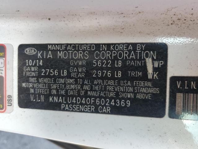 KNALU4D40F6024369 - 2015 KIA K900 WHITE photo 12