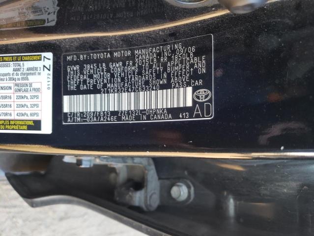 2T1KR32E47C633240 - 2007 TOYOTA COROLLA MA XR BLACK photo 12