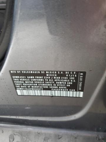 3VWD17AJ2FM284877 - 2015 VOLKSWAGEN JETTA SE ნაცრისფერი ფოტო 12