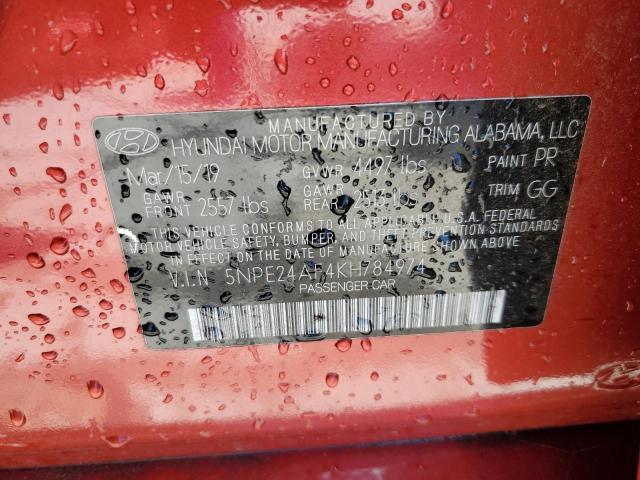 5NPE24AF4KH784974 - 2019 HYUNDAI SONATA SE RED photo 12