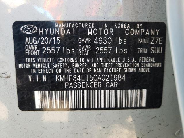 KMHE34L15GA021984 - 2016 HYUNDAI SONATA HYBRID TEAL photo 12