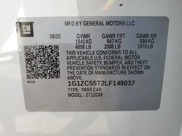 1G1ZC5ST2LF149037 - 2020 CHEVROLET MALIBU LS 白色 照片 12