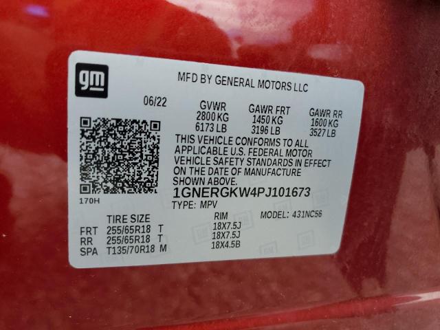 1GNERGKW4PJ101673 - 2023 CHEVROLET TRAVERSE LT წითელი ფოტო 14