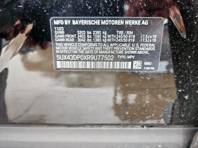 5UX43DP0XR9U77502 - 2024 BMW X3 SDRIVE30I BLACK photo 14