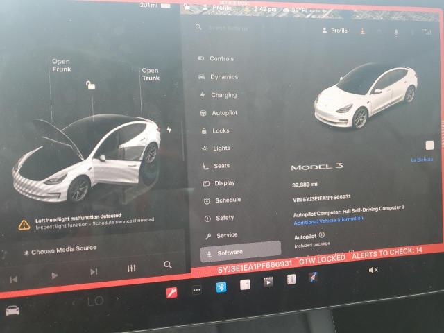 5YJ3E1EA1PF566931 - 2023 TESLA MODEL 3 WHITE photo 9