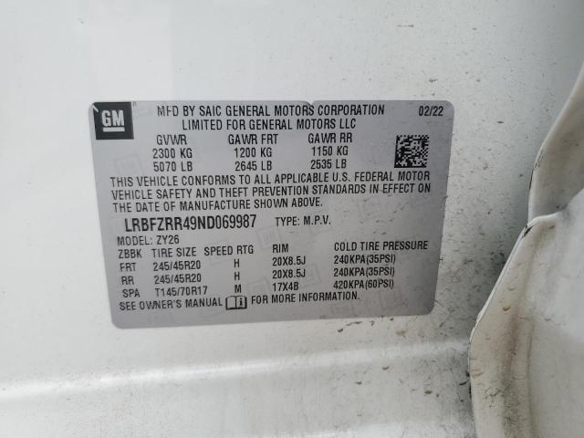 LRBFZRR49ND069987 - 2022 BUICK ENVISION AVENIR WHITE photo 13
