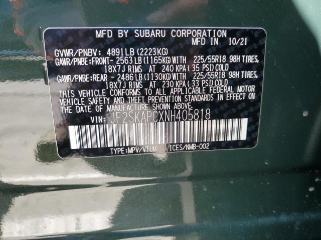 JF2SKAPCXNH405818 - 2022 SUBARU FORESTER LIMITED 绿色 照片 13