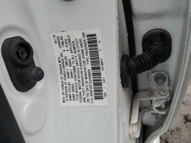 2HGFC2F73JH568405 - 2018 HONDA CIVIC EX WHITE photo 12