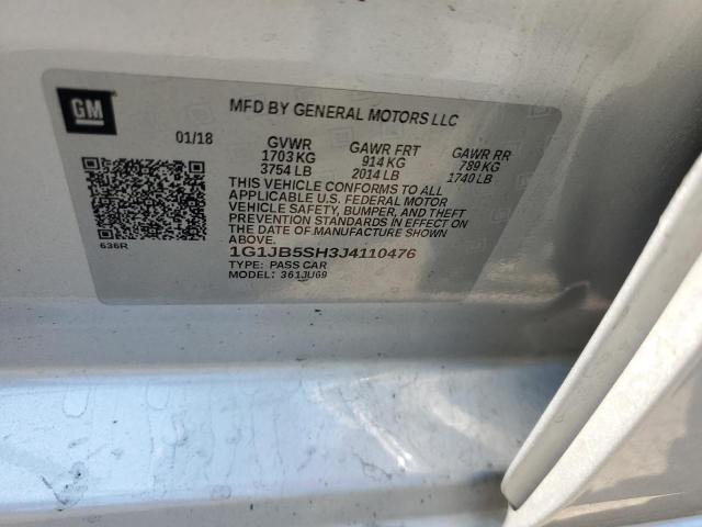 1G1JB5SH3J4110476 - 2018 CHEVROLET SONIC LS SILVER photo 12