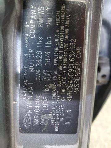 KMHCG45C95U632932 - 2005 HYUNDAI ACCENT GL GRAY photo 12