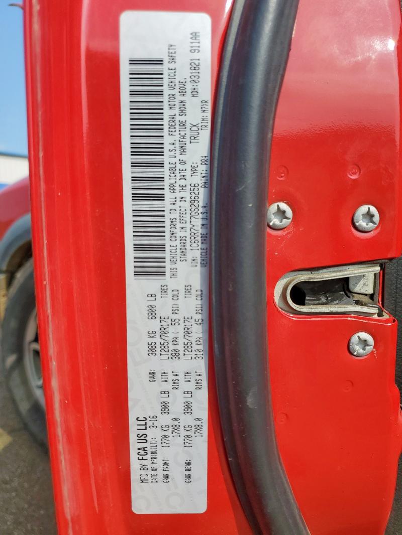 1C6RR7YT7GS296256 - 2016 RAM 1500 REBEL Կարմիր լուսանկար 12