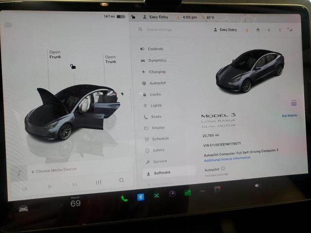 5YJ3E1EB1NF178071 - 2022 TESLA MODEL 3 Gris photo 9