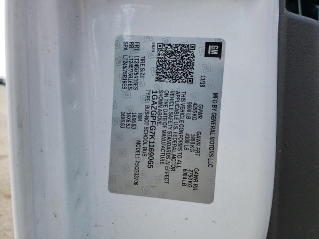 1GAZGPFG7K1169065 - 2019 CHEVROLET EXPRESS G3 LT WHITE photo 13