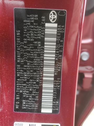 5YFS4MCE4RP182073 - 2024 TOYOTA COROLLA SE Rot Foto 12