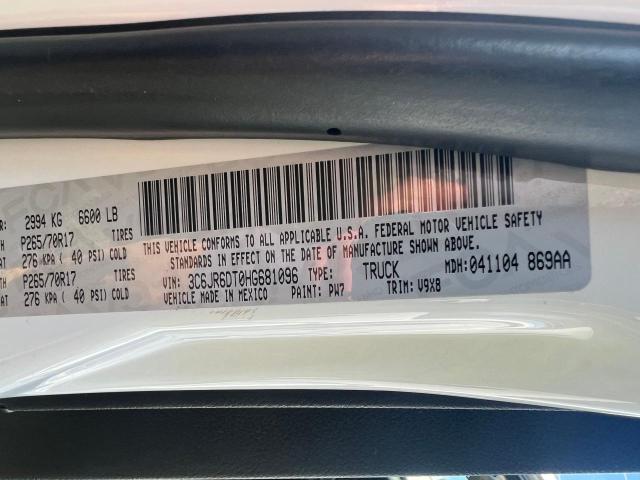 3C6JR6DT0HG681096 - 2017 RAM 1500 ST WHITE photo 10