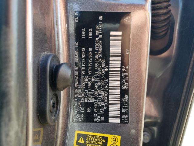 5TDJKRFH9FS145737 - 2015 TOYOTA HIGHLANDER XLE Boz foto 13