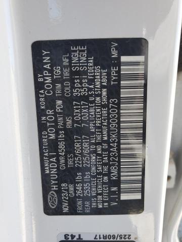 KM8J23A43KU903073 - 2019 HYUNDAI TUCSON SE თეთრი ფოტო 13