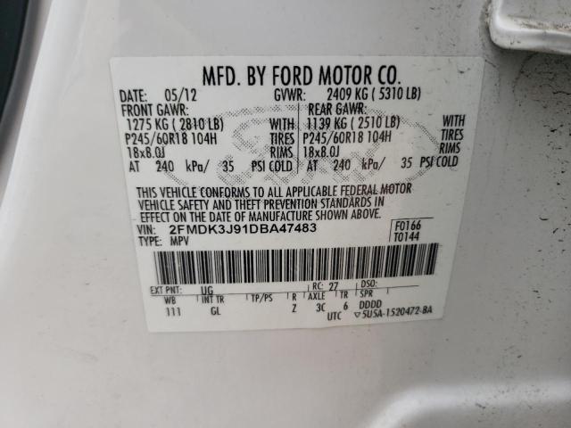 2FMDK3J91DBA47483 - 2013 FORD EDGE SEL Ağ foto 13