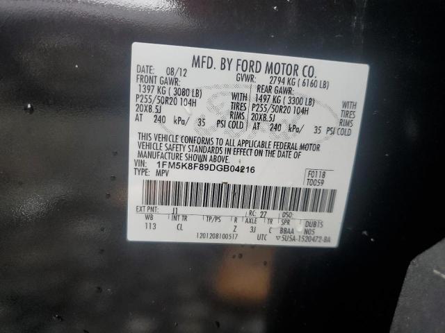 1FM5K8F89DGB04216 - 2013 FORD EXPLORER LIMITED BLACK photo 13