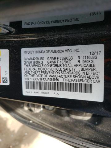 1HGCV1F4XJA065966 - 2018 HONDA ACCORD EX BLACK photo 12