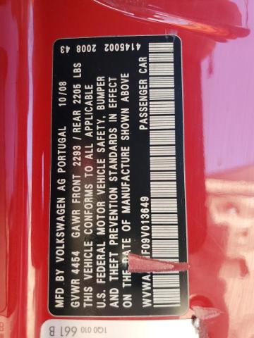 WVWAA71F09V013649 - 2009 VOLKSWAGEN EOS TURBO Rot Foto 12